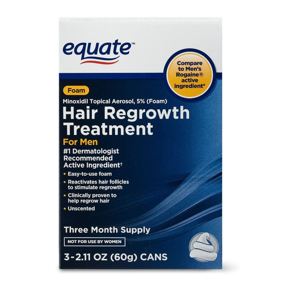 Equate Hair Regrowth Treatment Minoxidil Topical Aerosol, 2.11 oz, 3 Piece